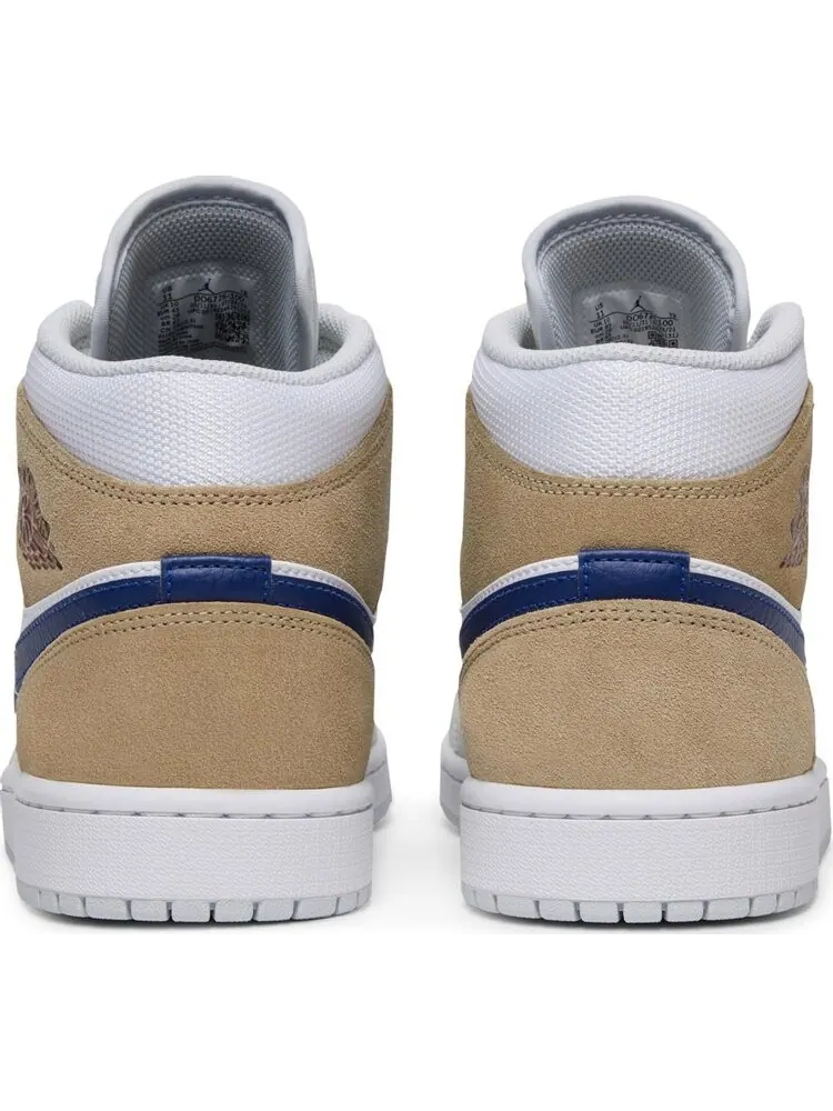 Кроссовки Air Jordan 1 Mid White Khaki Blue Void — изображение 6 из 8, белый