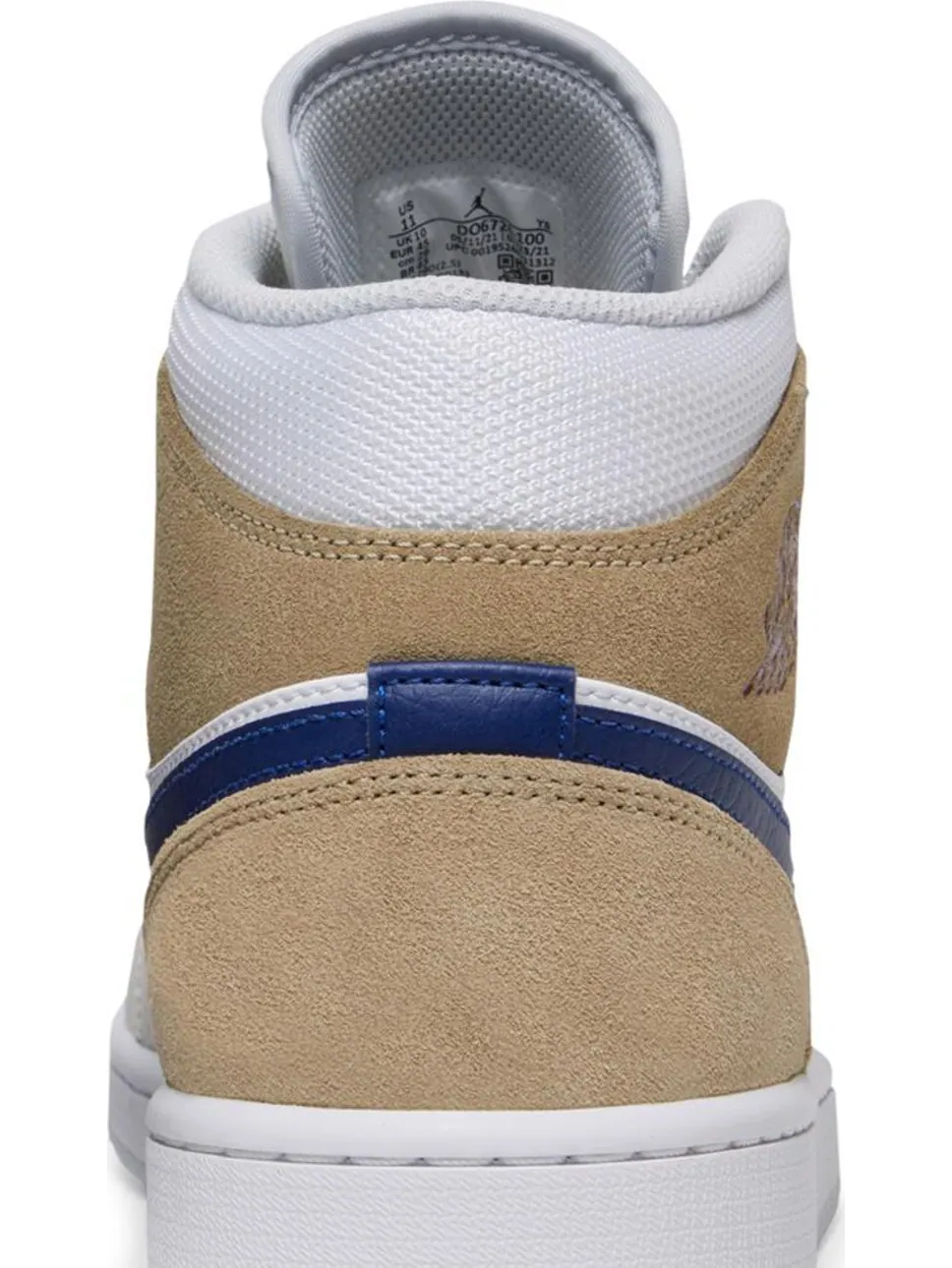 Кроссовки Air Jordan 1 Mid White Khaki Blue Void — изображение 7 из 8, белый