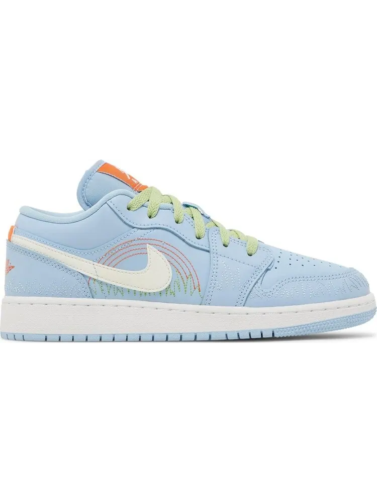 Кроссовки Air Jordan 1 Low SE GS Blue Stitch — изображение 1 из 8, синий