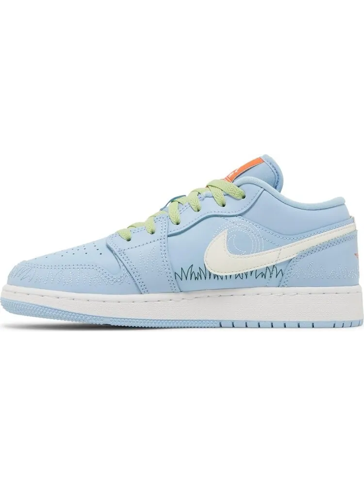 Кроссовки Air Jordan 1 Low SE GS Blue Stitch — изображение 3 из 8, синий