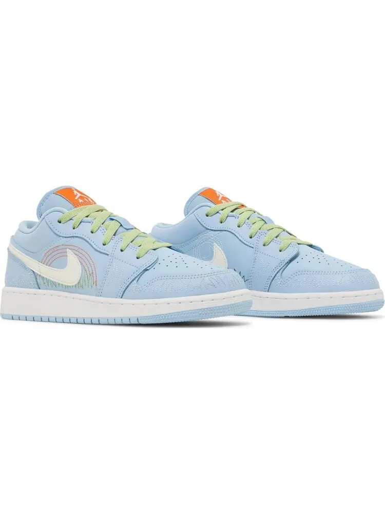 Кроссовки Air Jordan 1 Low SE GS Blue Stitch — изображение 8 из 8, синий