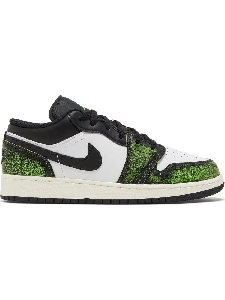 Кроссовки Air Jordan 1 Low SE GS Wear-Away - Electric Green — изображение 1 из 8, белый