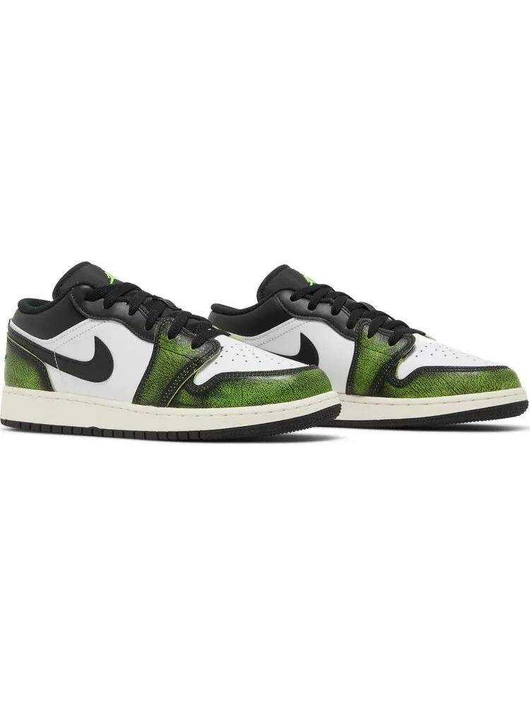Кроссовки Air Jordan 1 Low SE GS Wear-Away - Electric Green — изображение 8 из 8, белый