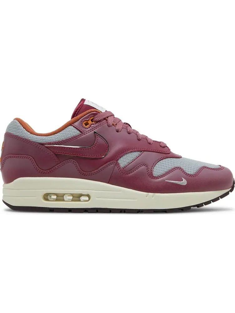 Кроссовки Nike x Patta Air Max 1 Rush Maroon (красный/бордовый) — изображение 1 из 10
