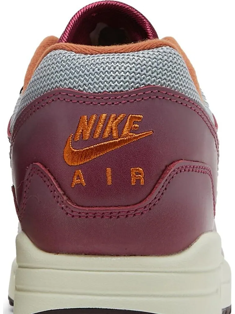 Кроссовки Nike x Patta Air Max 1 Rush Maroon (красный/бордовый) — изображение 7 из 10