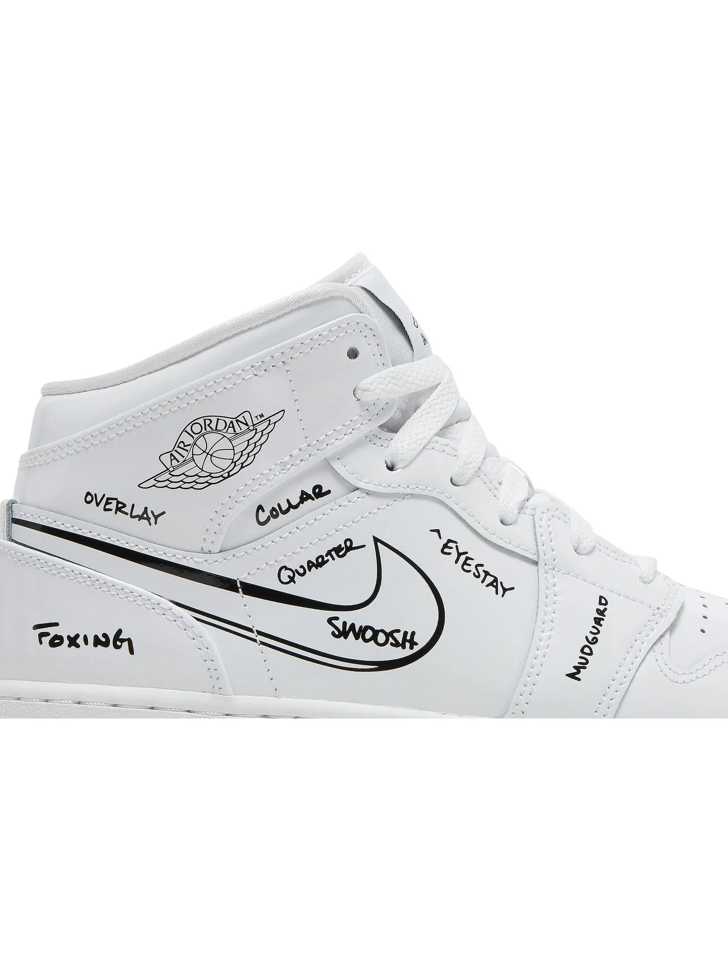 Кроссовки Nike Air Jordan 1 Mid GS — изображение 2 из 5, белый