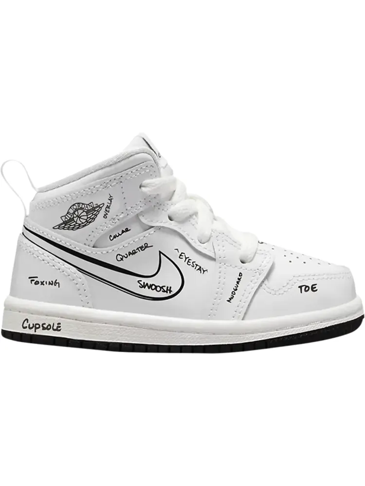 Кроссовки Air Jordan 1 Mid TD Schematic — изображение 1 из 1, белый