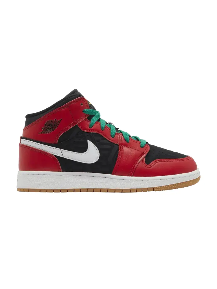 Кроссовки Air Jordan Air Jordan 1 Mid SE GS 'Christmas' — изображение 1 из 9, черный/белый//красный