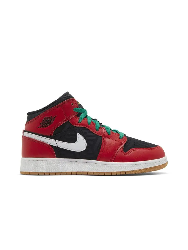 Кроссовки Air Jordan Air Jordan 1 Mid SE GS 'Christmas' — изображение 2 из 9, черный/белый//красный