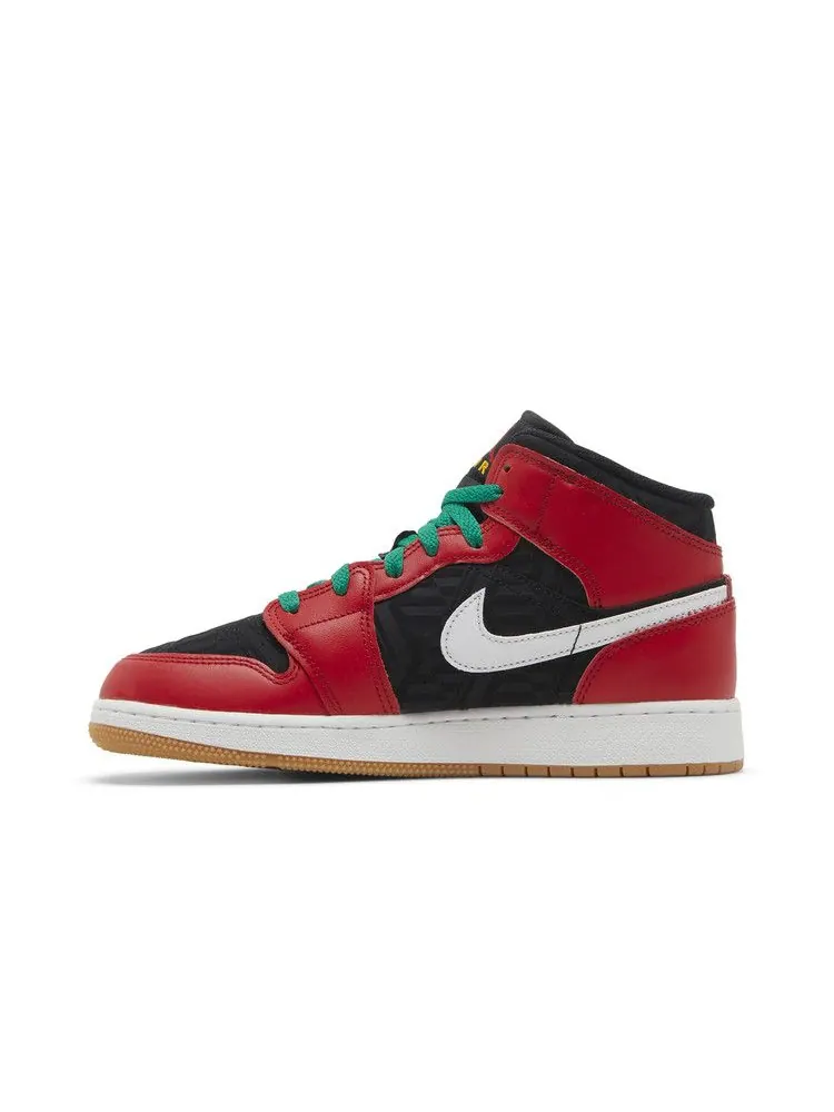 Кроссовки Air Jordan Air Jordan 1 Mid SE GS 'Christmas' — изображение 4 из 9, черный/белый//красный