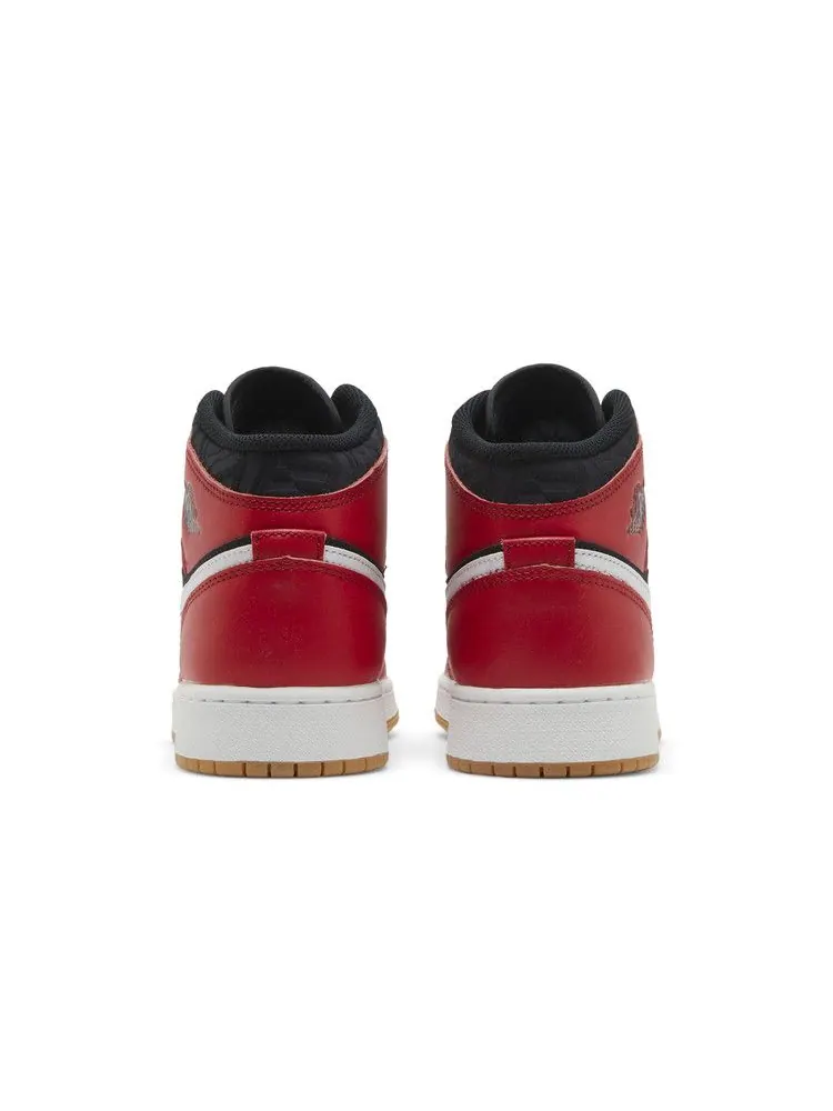Кроссовки Air Jordan Air Jordan 1 Mid SE GS 'Christmas' — изображение 7 из 9, черный/белый//красный