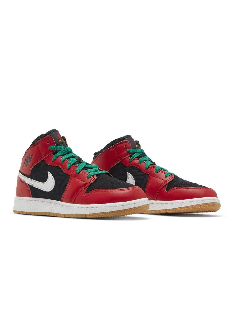 Кроссовки Air Jordan Air Jordan 1 Mid SE GS 'Christmas' — изображение 9 из 9, черный/белый//красный