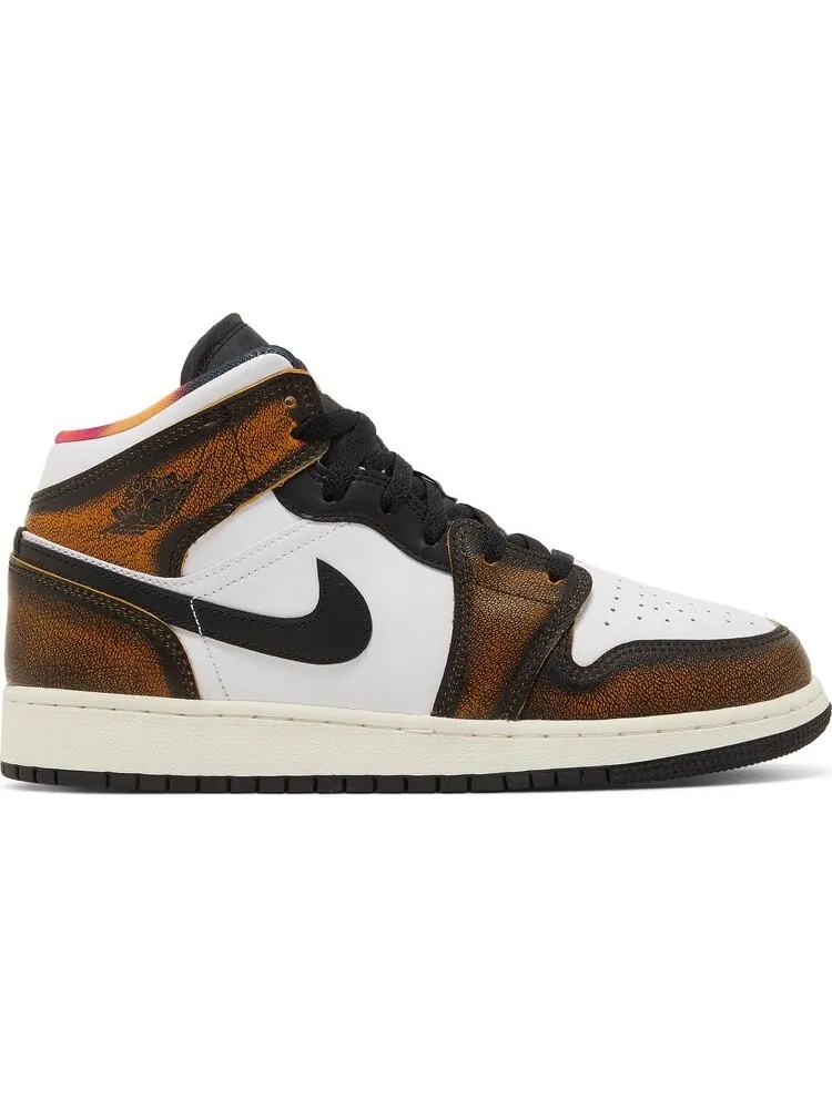 Кроссовки Air Jordan 1 Mid SE GS Wear-Away - Taxi — изображение 1 из 8, черный