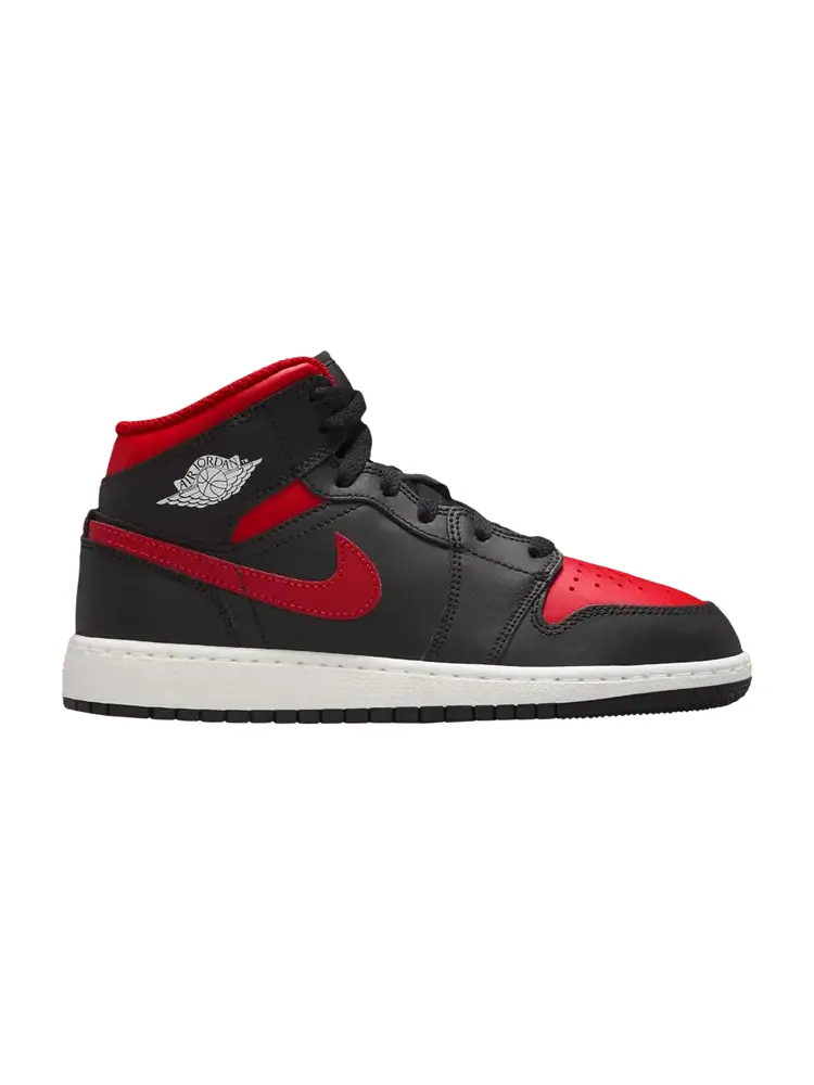 Кроссовки Air Jordan Air Jordan 1 Mid GS 'Bred Twist' — изображение 1 из 1, черный/белый/красный