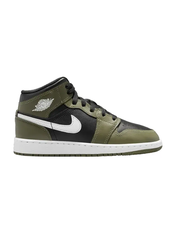 Кроссовки Air Jordan 1 Mid GS Medium Olive — изображение 1 из 1, оливковый