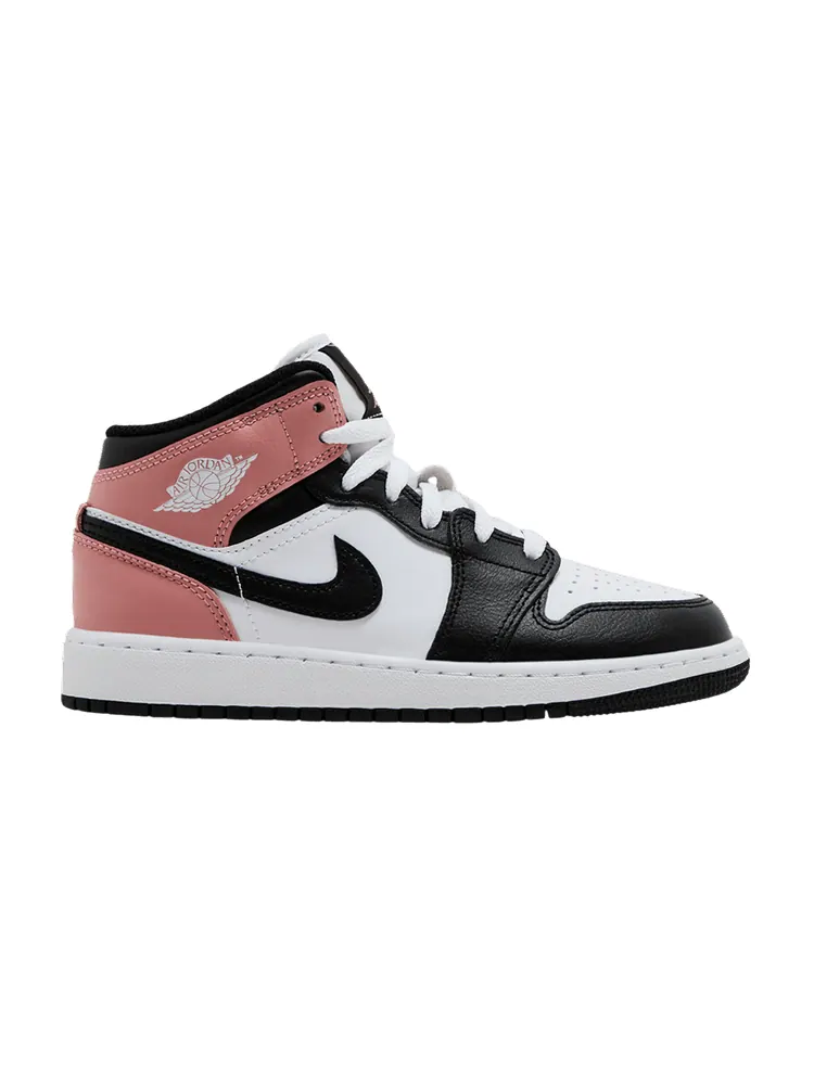 Кроссовки Air Jordan Air Jordan 1 Mid GS 'Rust Pink' — изображение 1 из 9, белый/черный/розовый
