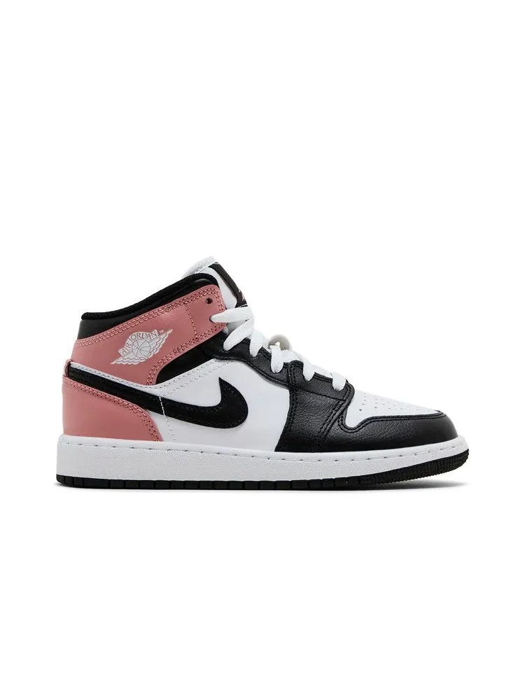 Кроссовки Air Jordan Air Jordan 1 Mid GS 'Rust Pink' — изображение 2 из 9, белый/черный/розовый