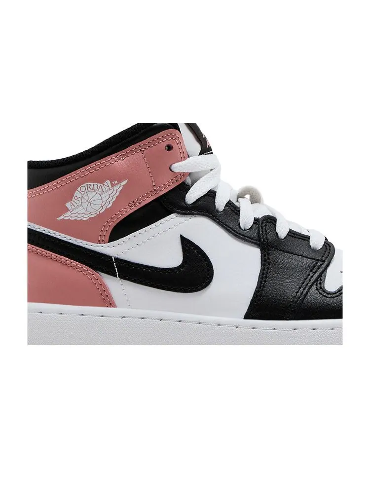 Кроссовки Air Jordan Air Jordan 1 Mid GS 'Rust Pink' — изображение 3 из 9, белый/черный/розовый