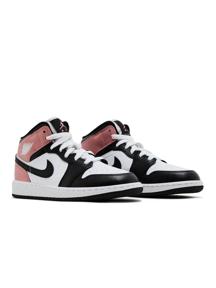Кроссовки Air Jordan Air Jordan 1 Mid GS 'Rust Pink' — изображение 9 из 9, белый/черный/розовый