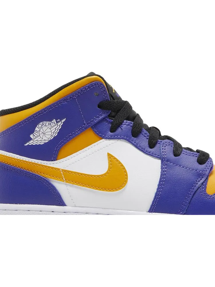 Кроссовки Air Jordan 1 Mid GS Lakers — изображение 2 из 8, фиолетовый