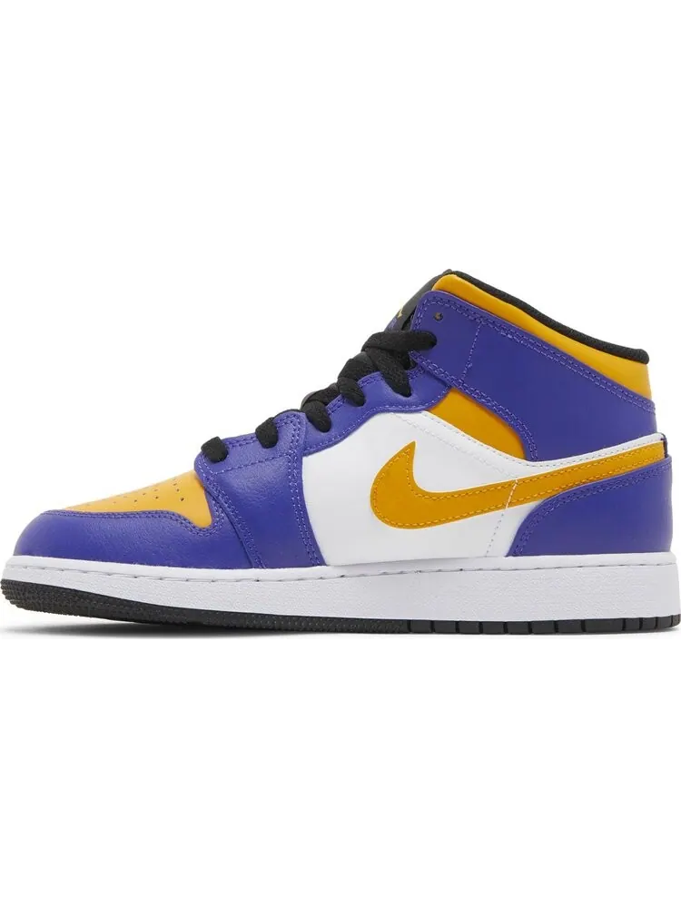 Кроссовки Air Jordan 1 Mid GS Lakers — изображение 3 из 8, фиолетовый