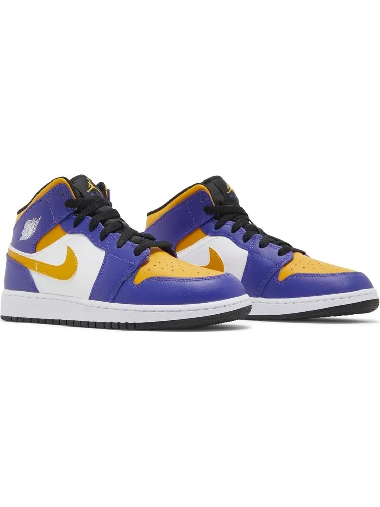 Кроссовки Air Jordan 1 Mid GS Lakers — изображение 8 из 8, фиолетовый