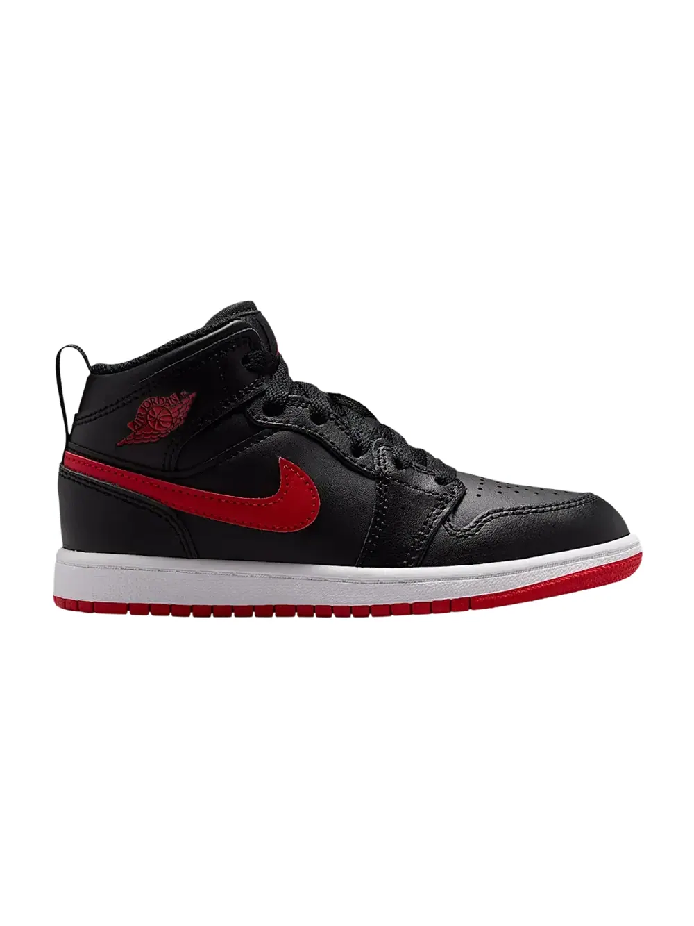 Кроссовки Air Jordan Jordan 1 Mid Black White University Red — изображение 1 из 1, черный/белый/красный