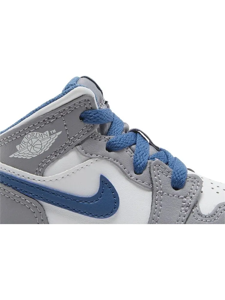 Кроссовки Air Jordan 1 Mid TD Cement True Blue — изображение 2 из 8, серый