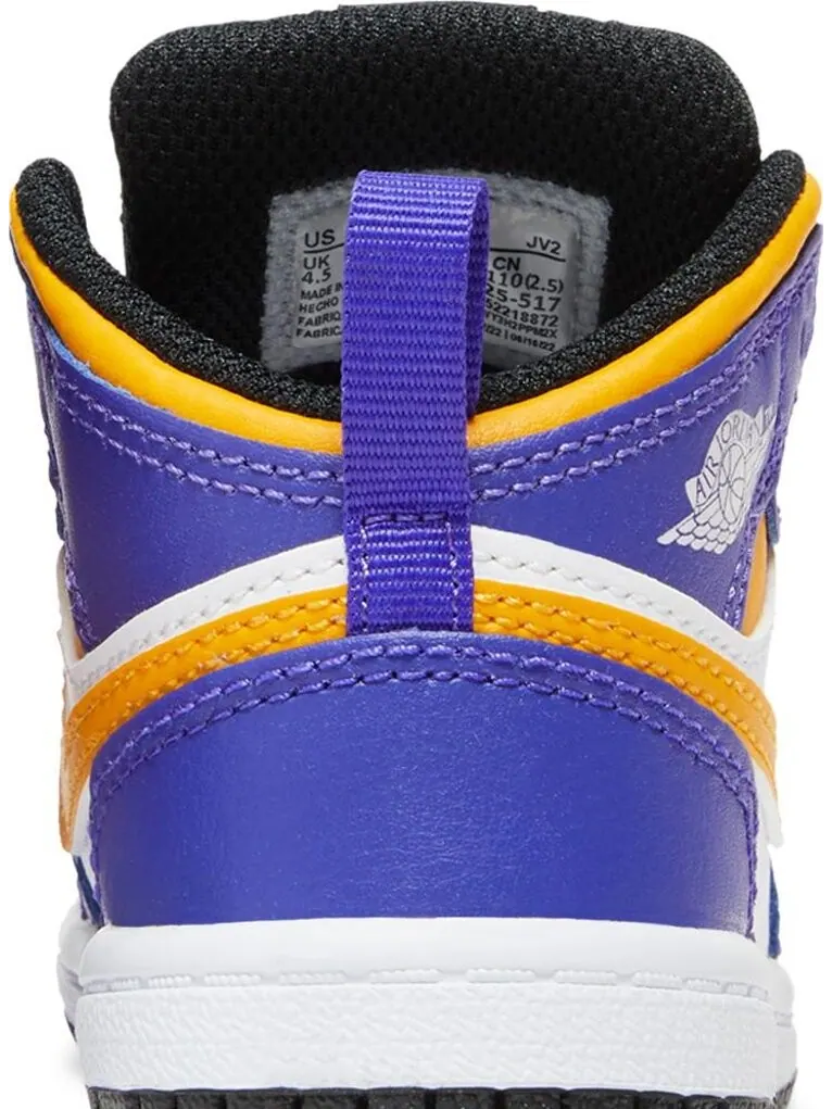 Кроссовки Air Jordan 1 Mid TD Lakers — изображение 7 из 8, фиолетовый