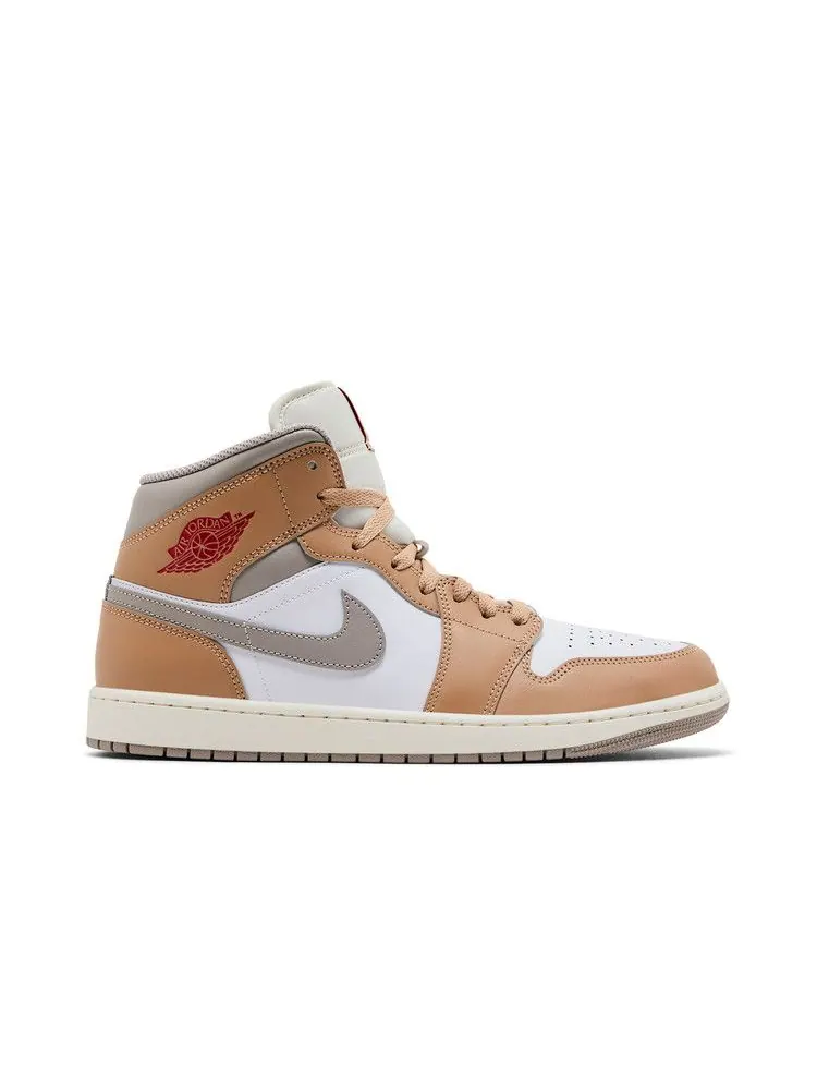 Кроссовки Air Jordan Air Jordan 1 Mid 'Hemp White' — изображение 2 из 9, белый/серый/красный