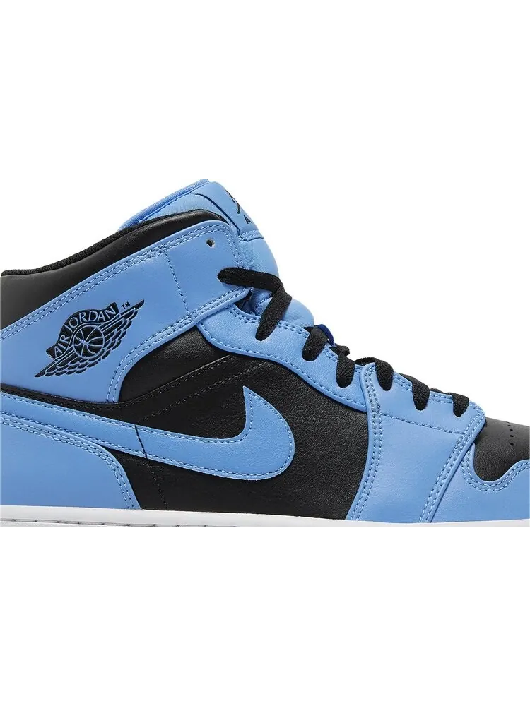 Кроссовки Air Jordan 1 Mid 'University Blue Black' — изображение 2 из 4, синий