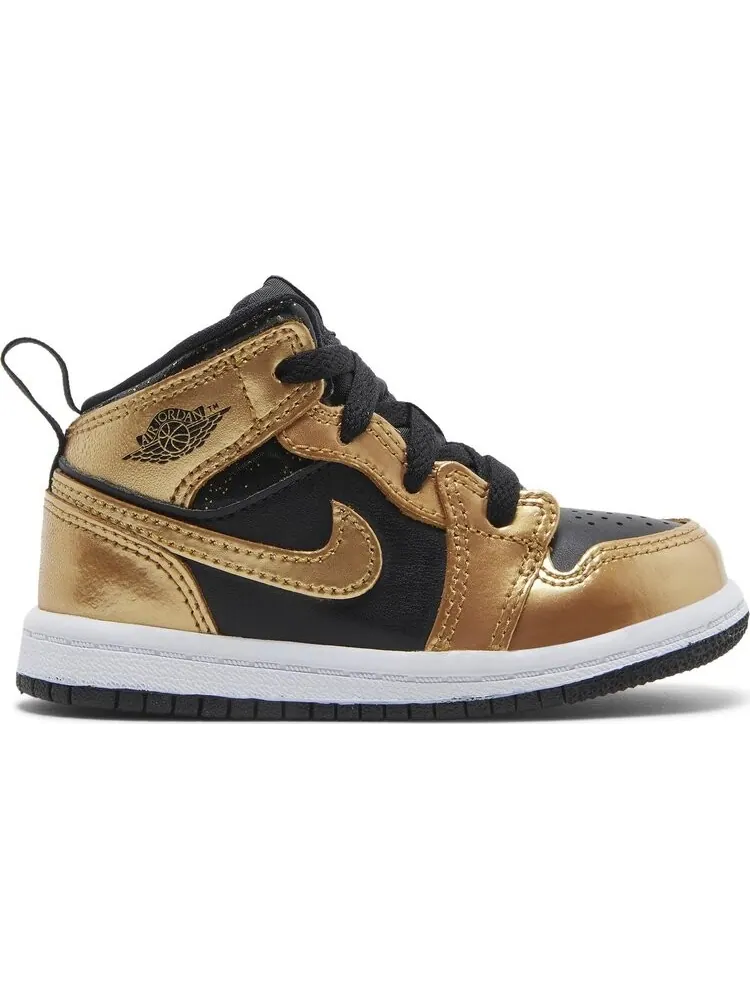 Кроссовки Air Jordan 1 Mid SE TD Metallic Gold Black — изображение 1 из 8, черный