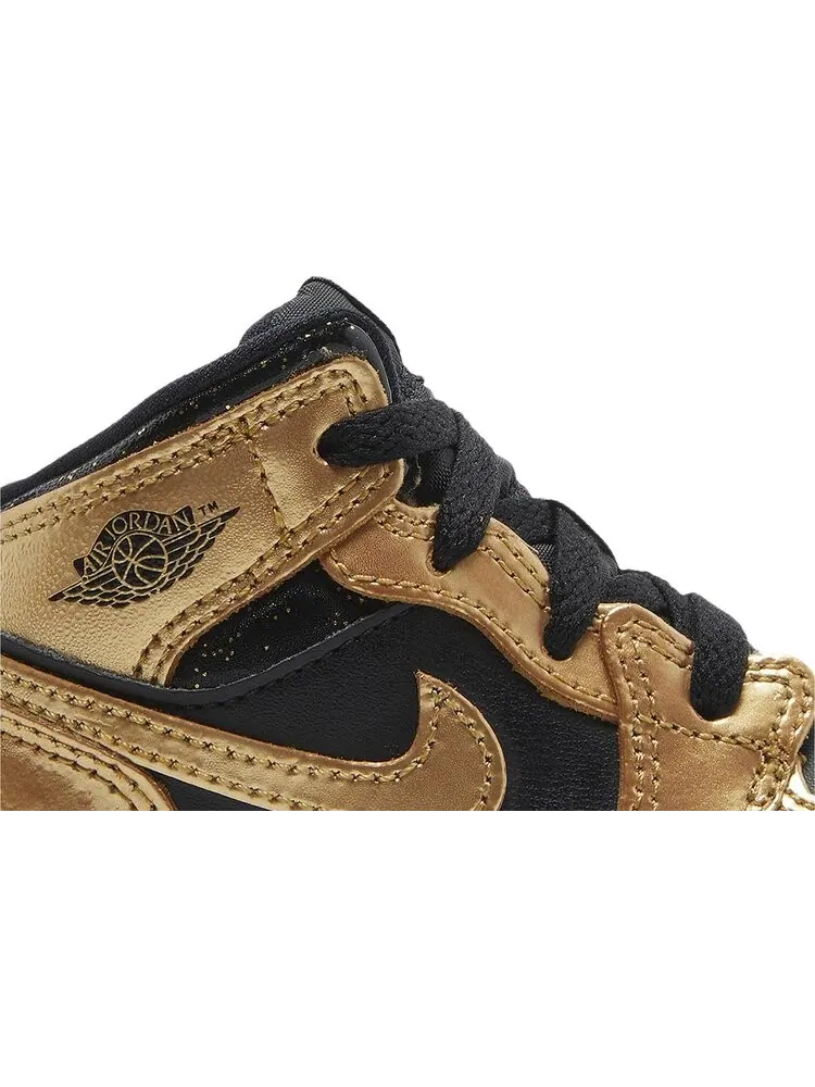 Кроссовки Air Jordan 1 Mid SE TD Metallic Gold Black — изображение 2 из 8, черный