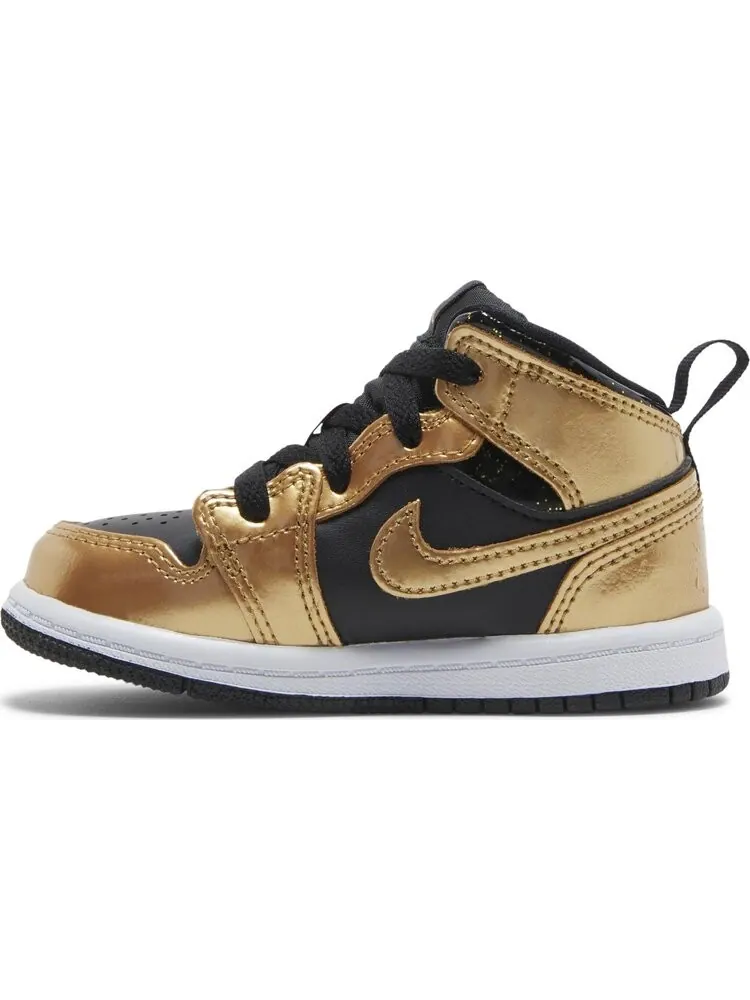 Кроссовки Air Jordan 1 Mid SE TD Metallic Gold Black — изображение 3 из 8, черный