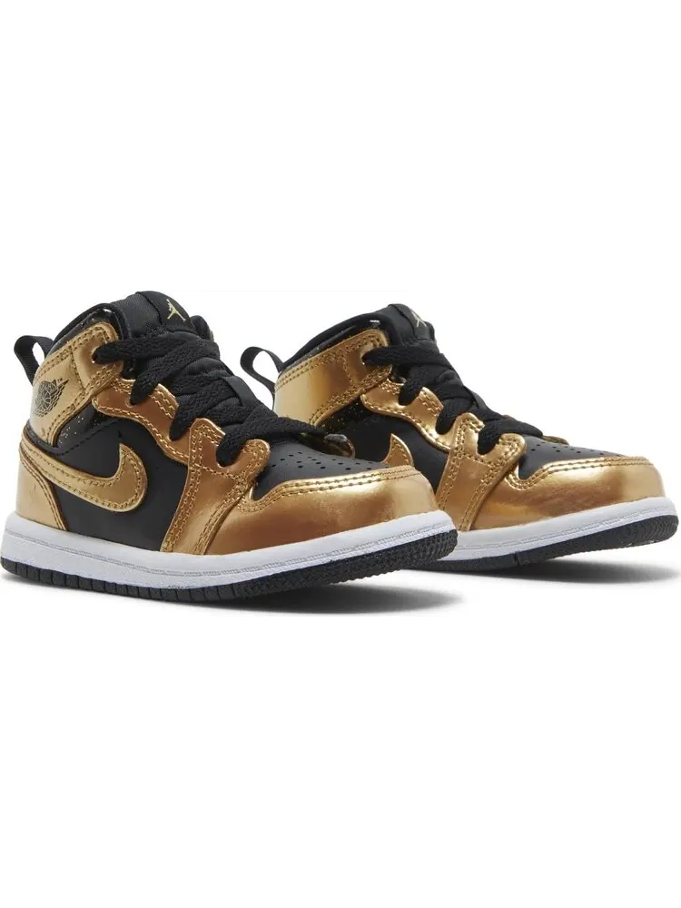 Кроссовки Air Jordan 1 Mid SE TD Metallic Gold Black — изображение 8 из 8, черный