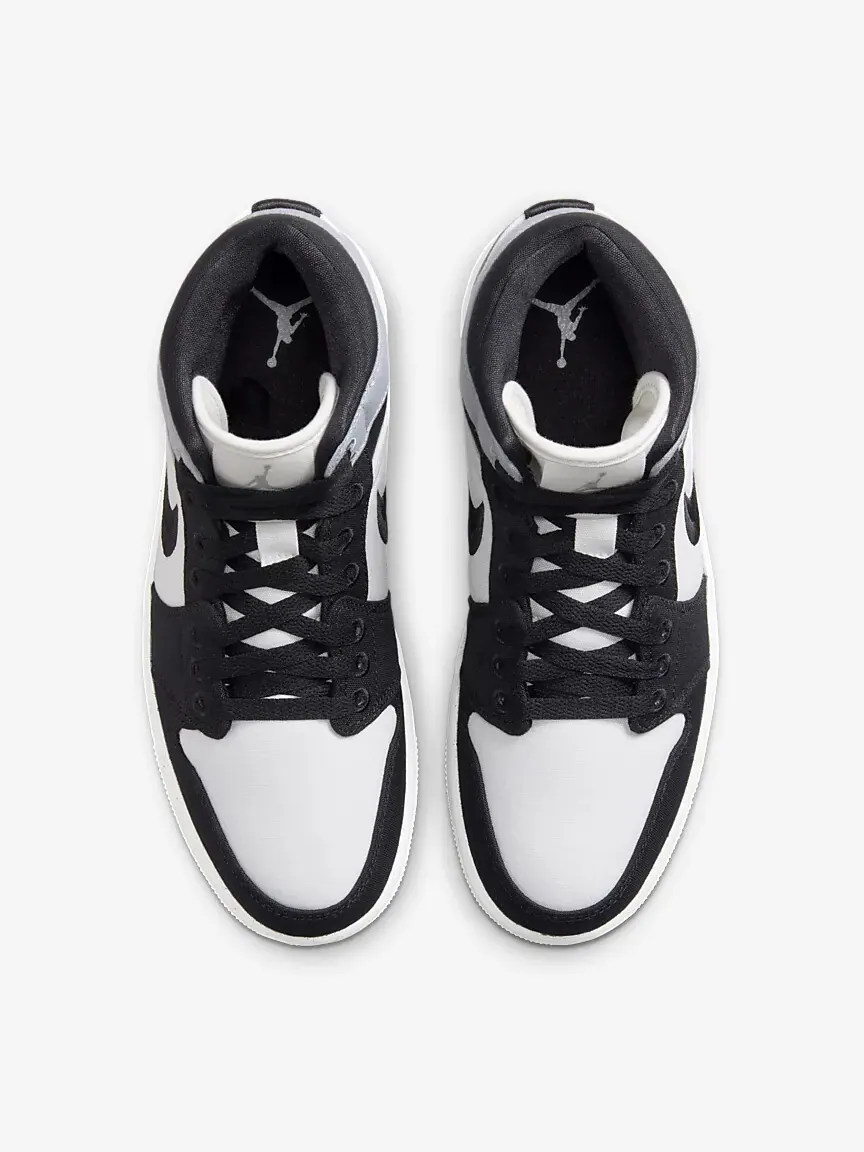 Кроссовки Air Jordan 1 Mid SE Light Steel Grey Canvas — изображение 2 из 5, светлый серый/черный