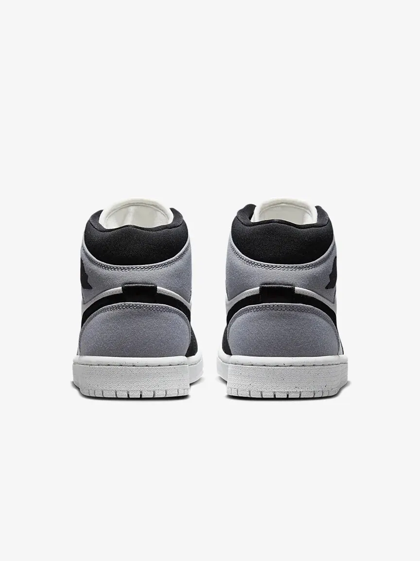 Кроссовки Air Jordan 1 Mid SE Light Steel Grey Canvas — изображение 3 из 5, светлый серый/черный