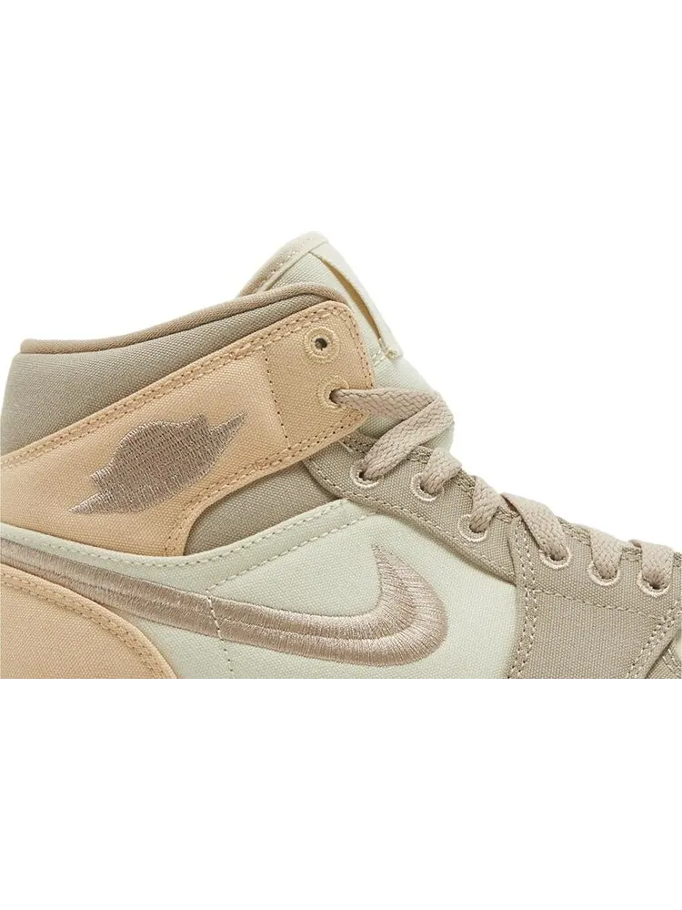 Кроссовки Wmns Air Jordan 1 Mid SE 'Muslin Canvas' — изображение 2 из 5, бежевый