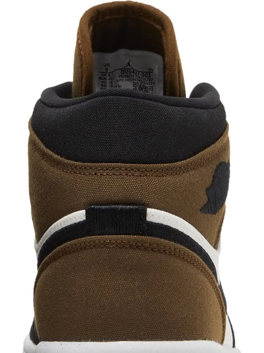 Кроссовки Wmns Air Jordan 1 Mid SE Olive Toe — изображение 7 из 8, черный/коричневый