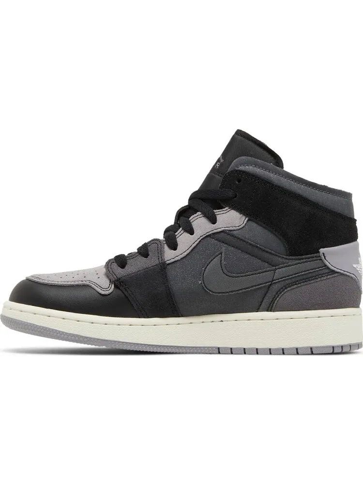 Кроссовки Air Jordan 1 Mid SE Craft GS Inside Out - Black — изображение 3 из 8, черный