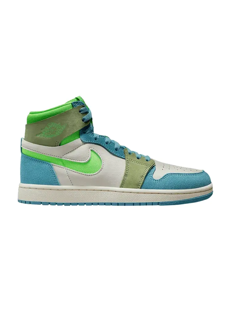 Кроссовки Air Jordan Wmns Air Jordan 1 High Zoom Comfort 2 'University Blue Volt' — изображение 1 из 1, синий/белый/оливковый