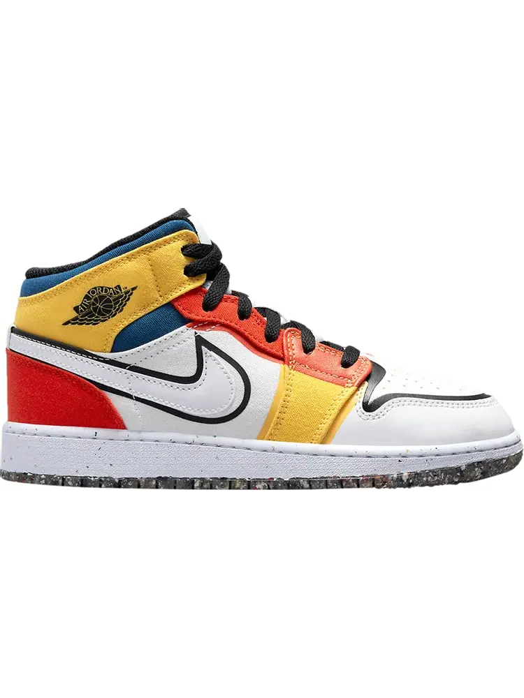 Кроссовки Air Jordan 1 Mid SE GS Multi-Color Canvas — изображение 1 из 1, белый