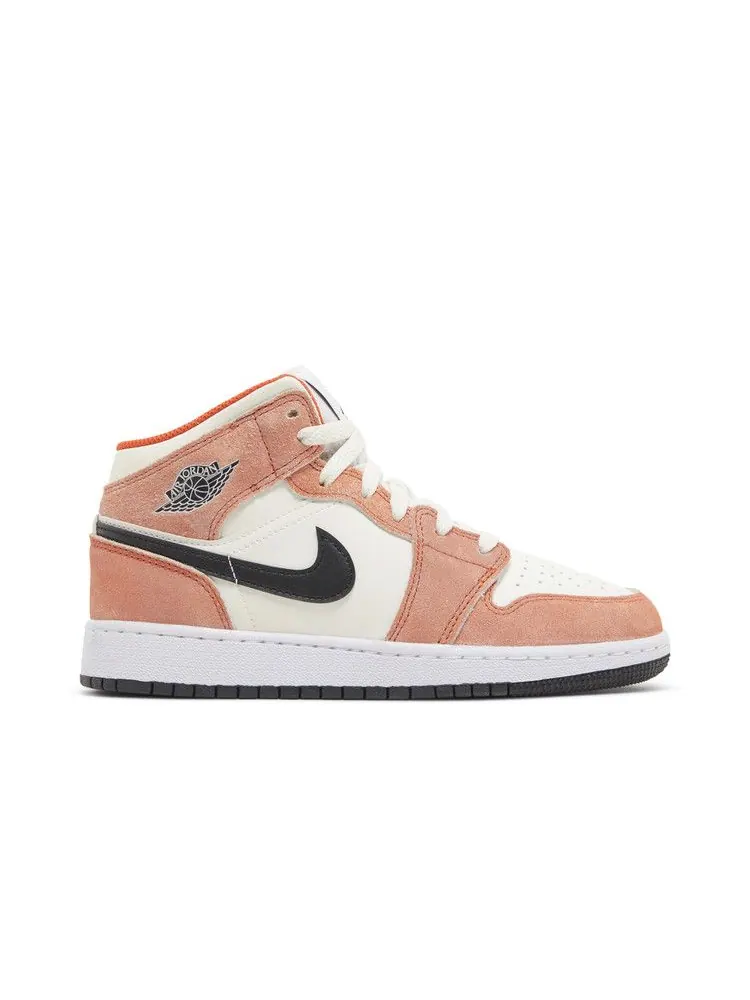 Кроссовки Air Jordan Air Jordan 1 Mid SE GS 'Orange Suede' — изображение 2 из 9