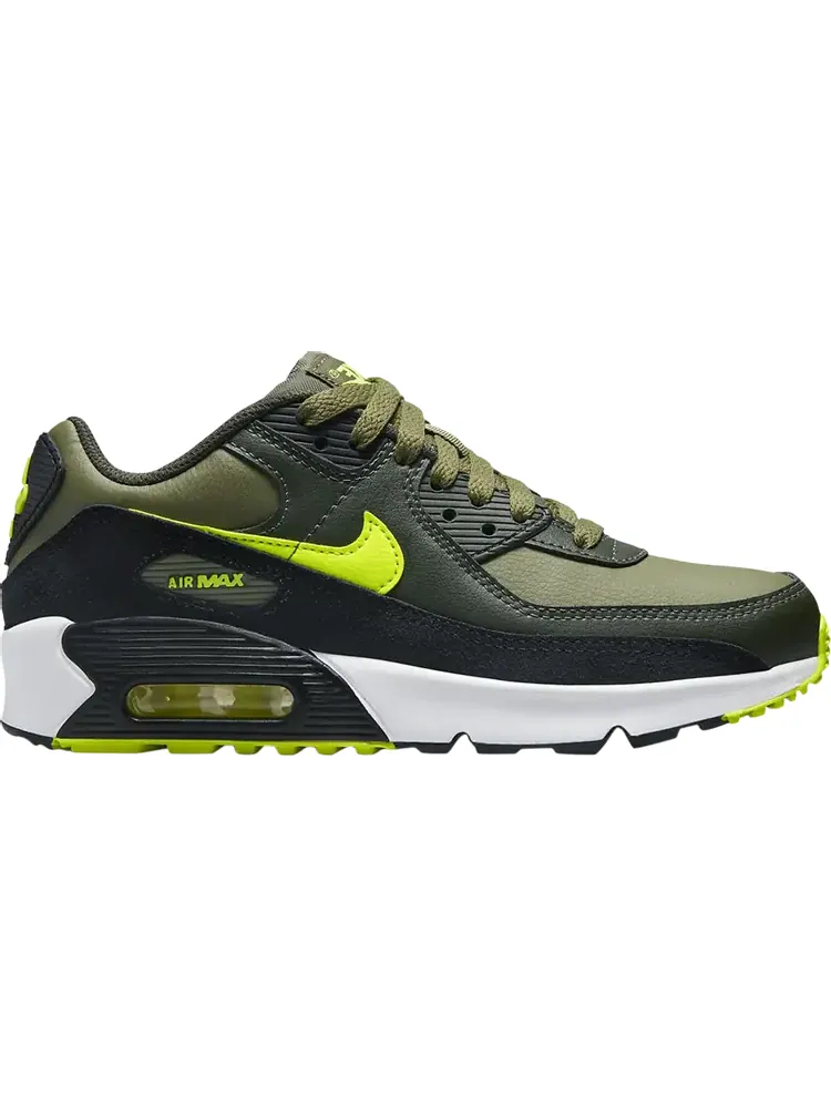 Кроссовки Nike Air Max 90 Leather GS 'Medium Olive Volt' — изображение 1 из 1, зеленый