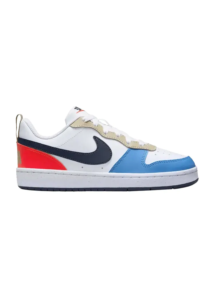 Кроссовки Nike Court Borough Low Recraft GS 'White Thunder Blue Light Crimson' — изображение 1 из 1