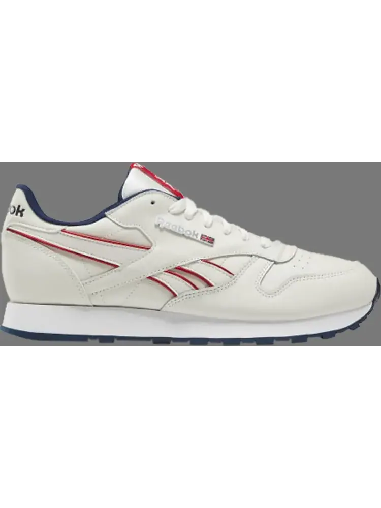 Кроссовки classic leather 'chalk navy red' Reebok, пломбир — изображение 1 из 1, бежевый