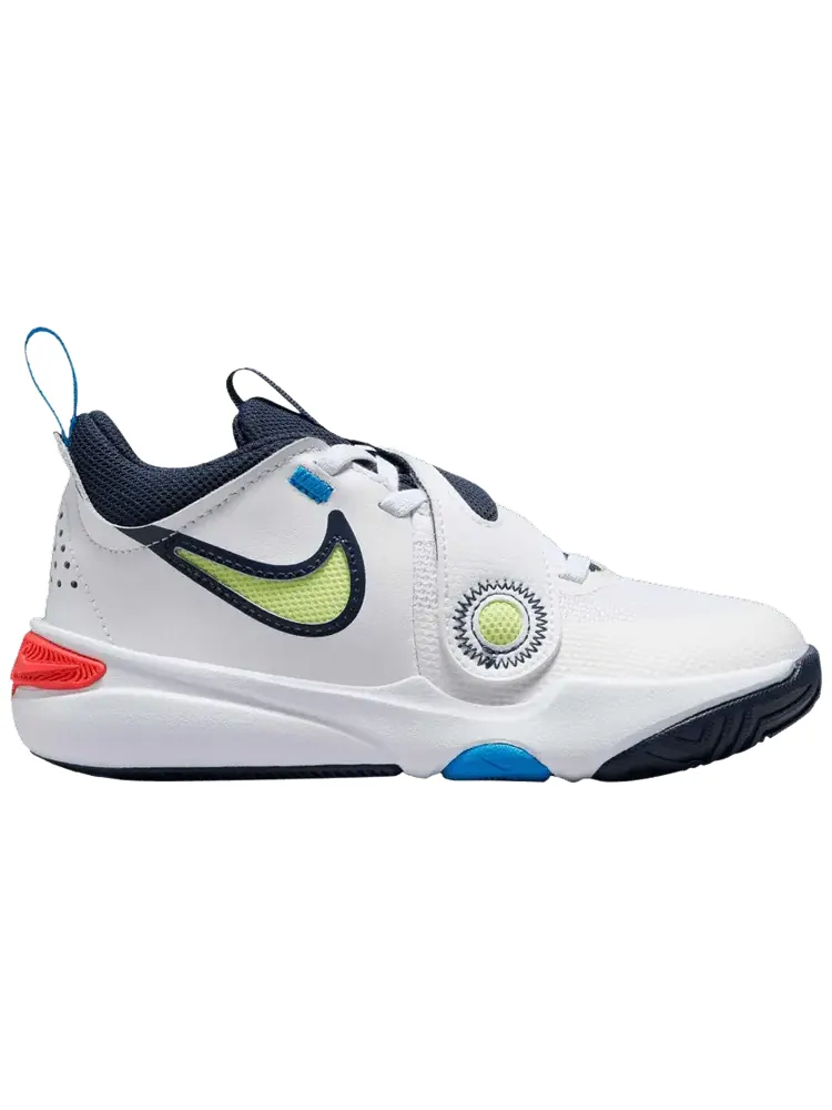 Кроссовки Nike Team Hustle D11 PS 'White Photo Blue Light Lemon Twist' — изображение 1 из 1, белый синий светлый