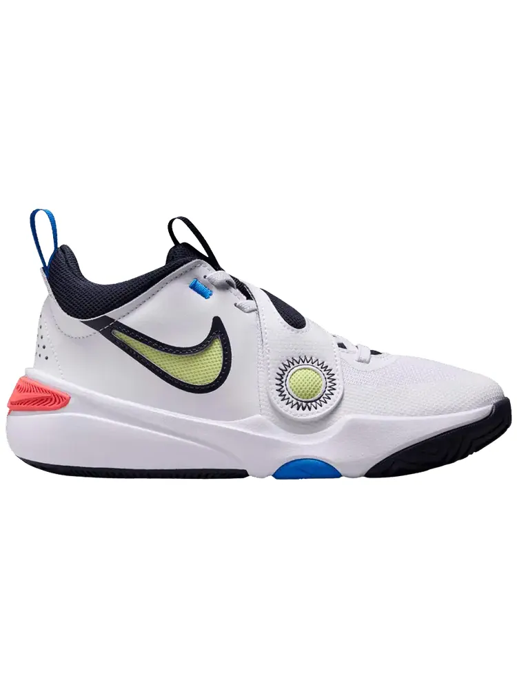 Кроссовки Nike Team Hustle D11 GS 'White Photo Blue Light Lemon Twist' — изображение 1 из 1, белый синий светлый