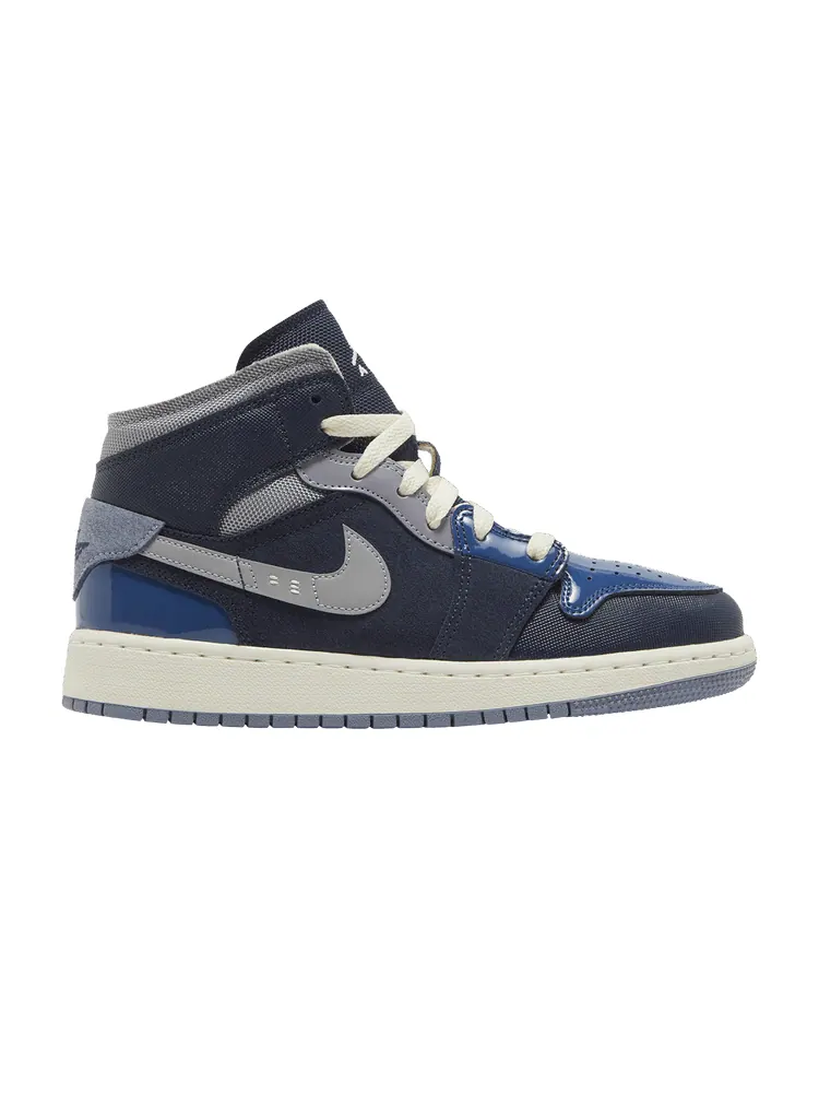 Кроссовки Air Jordan Air Jordan 1 Mid SE Craft GS 'Inside Out - Obsidian' — изображение 1 из 9, синий//белый
