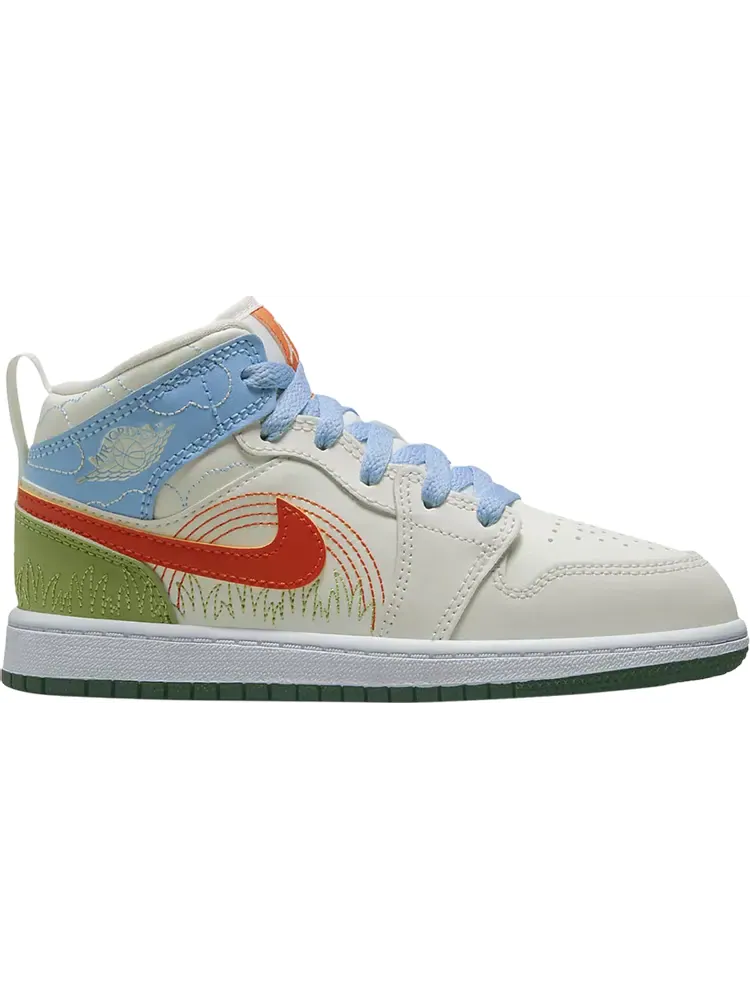 Кроссовки Air Jordan 1 Mid SE PS Stitch — изображение 1 из 1, бежевый